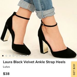 Lulu’s Laura Black Velvet Ankle Strap Heels